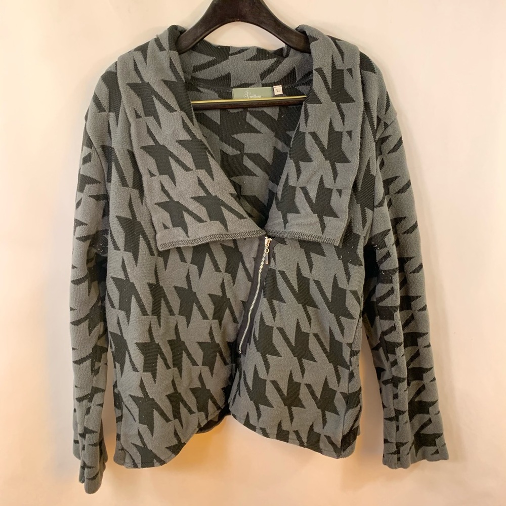 Willow Sweater Cowl Neck Zip Cardigan Geometric